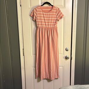 Striped Pink Girls Maxi Dress